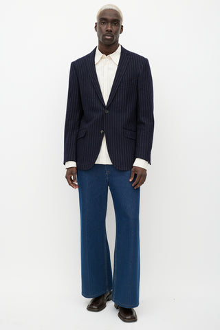 Etro Blue 
White Pinstripe Blazer