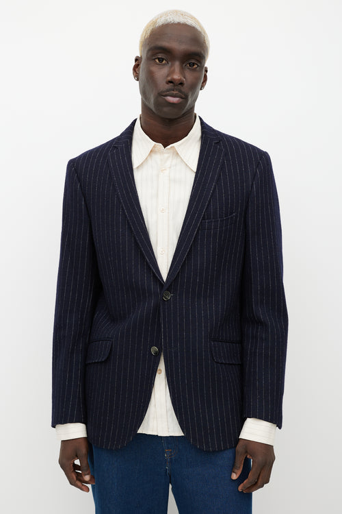 Etro Blue 
White Pinstripe Blazer