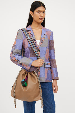 Etro Brown Leather Dice Tassel Bag