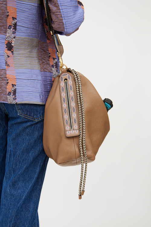 Etro Brown Leather Dice Tassel Bag