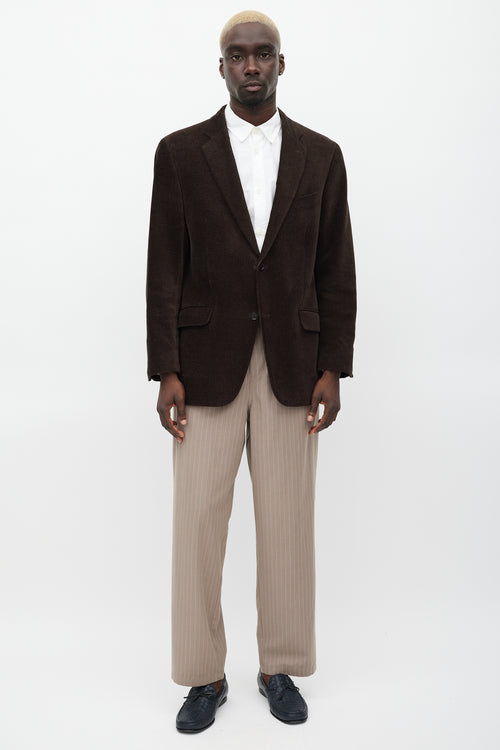 Etro Brown 
Black Velour Houndstooth Blazer