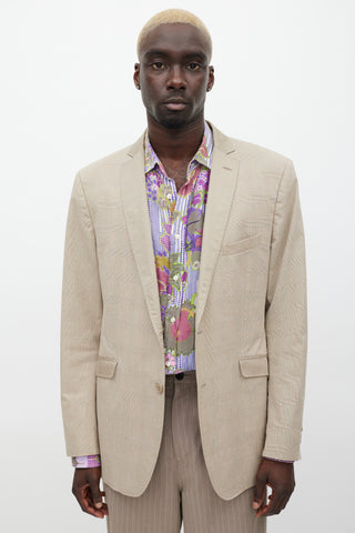 Etro Brown Check Striped Blazer