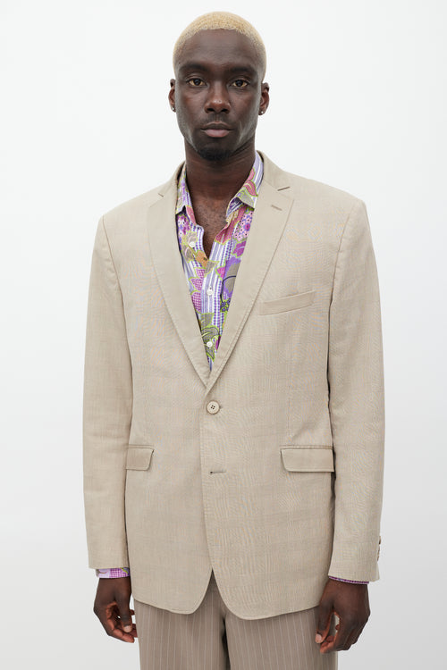 Etro Brown Check Striped Blazer