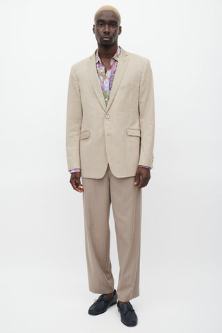 Etro Brown Check Striped Blazer