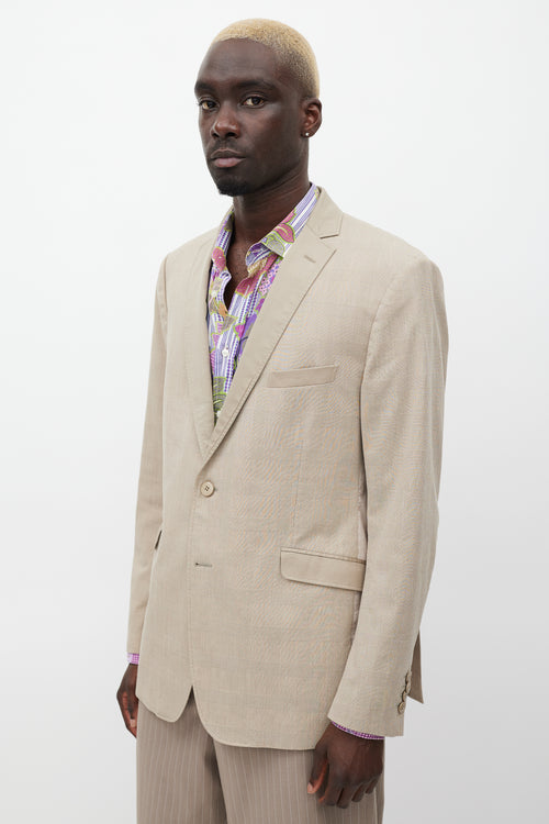 Etro Brown Check Striped Blazer