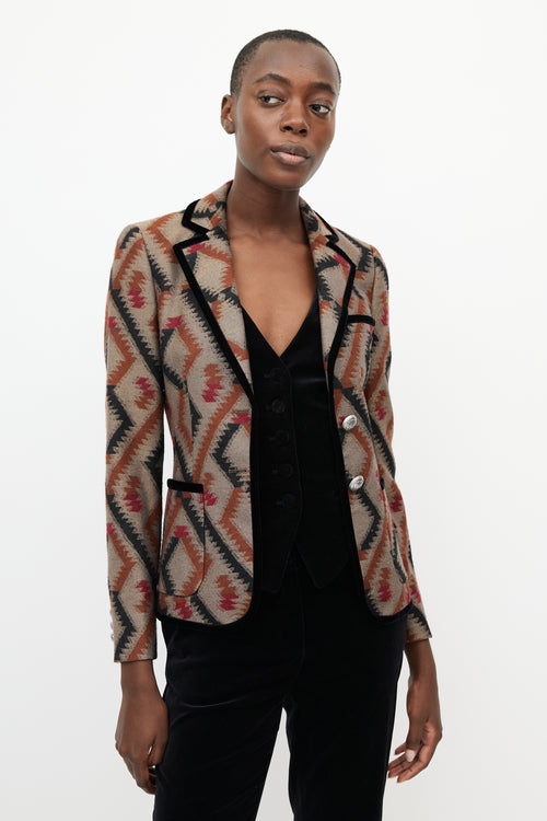 Etro Brown 
Multi Geometric Blazer