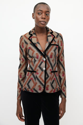 Etro Brown 
Multi Geometric Blazer