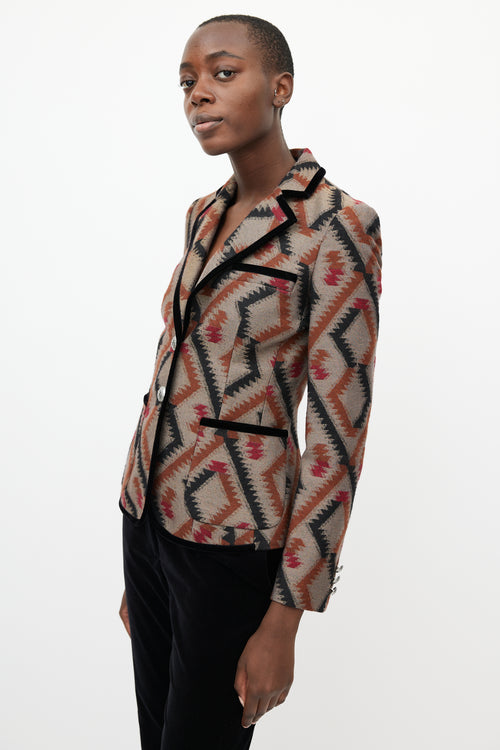 Etro Brown 
Multi Geometric Blazer