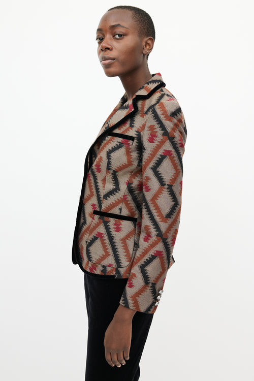 Etro Brown 
Multi Geometric Blazer