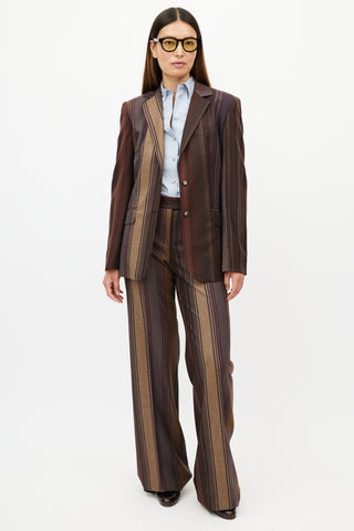 Etro Brown 
Multicolour Striped Two Piece Suit