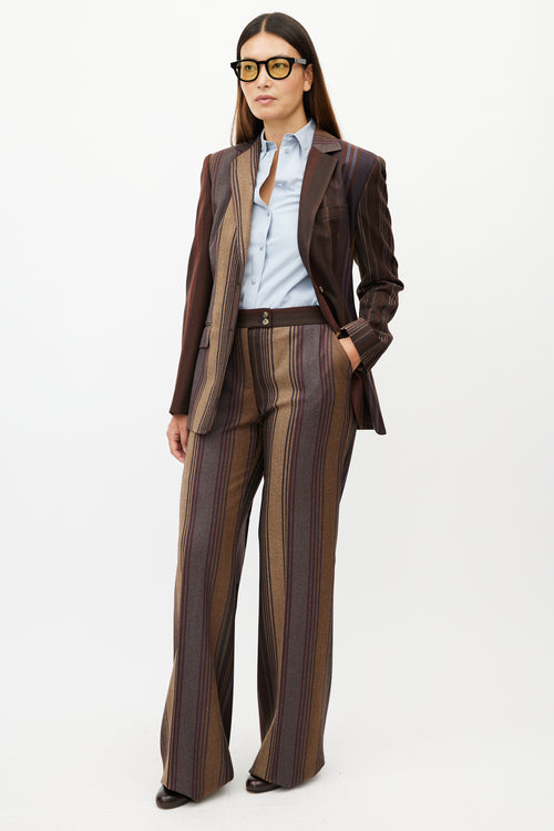 Etro Brown 
Multicolour Striped Two Piece Suit