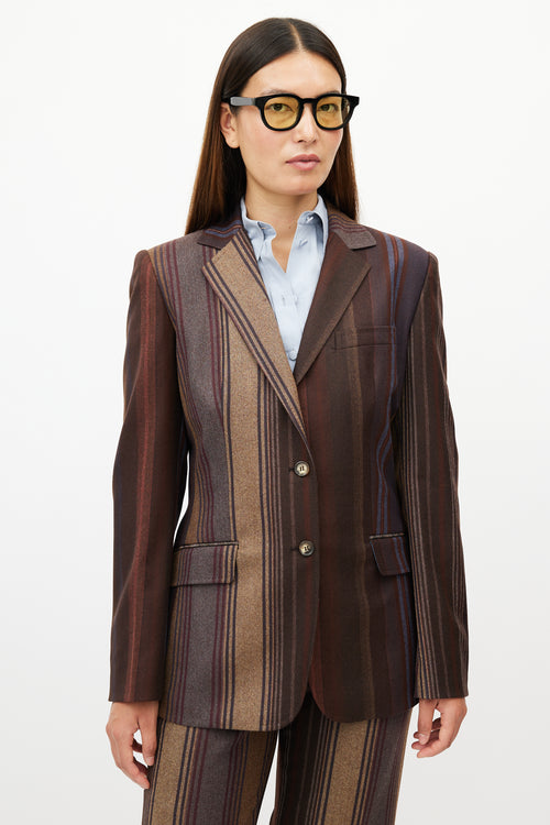 Etro Brown 
Multicolour Striped Two Piece Suit