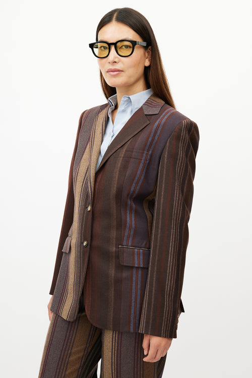 Etro Brown 
Multicolour Striped Two Piece Suit