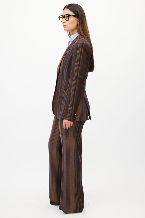 Etro Brown 
Multicolour Striped Two Piece Suit