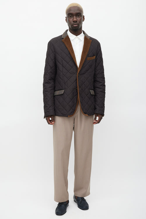 Etro Brown Quilted Corduroy Blazer