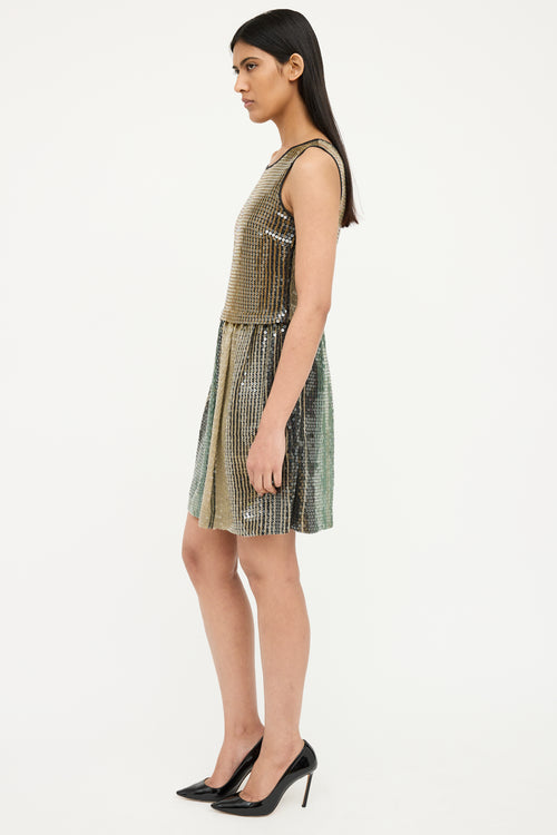 Etro Brown Multi Sequin Sleeveless Dress