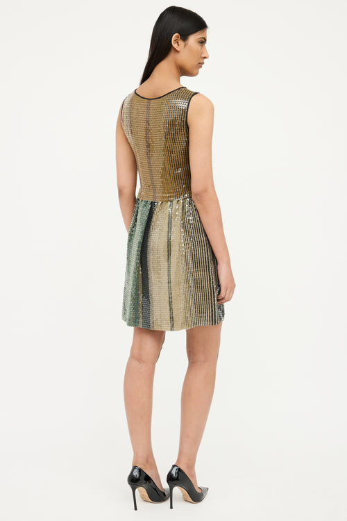 Etro Brown Multi Sequin Sleeveless Dress