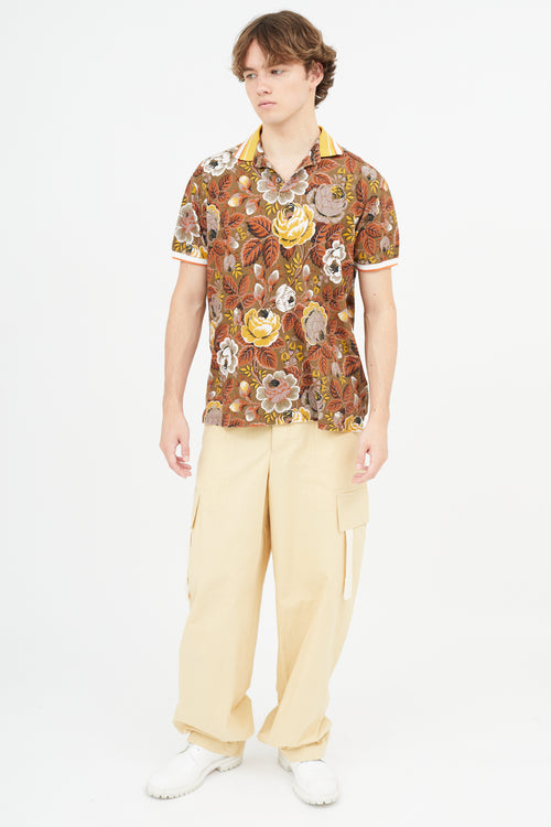 Etro Brown Floral Polo Shirt