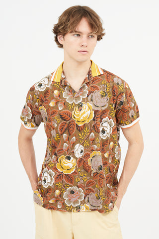 Etro Brown Floral Polo Shirt