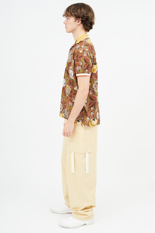 Etro Brown Floral Polo Shirt