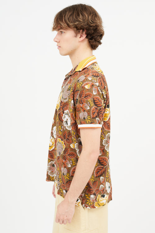 Etro Brown Floral Polo Shirt