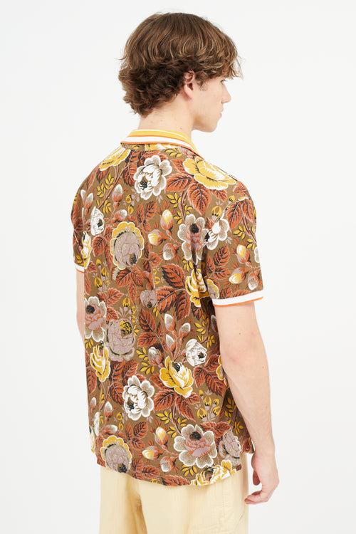 Etro Brown Floral Polo Shirt