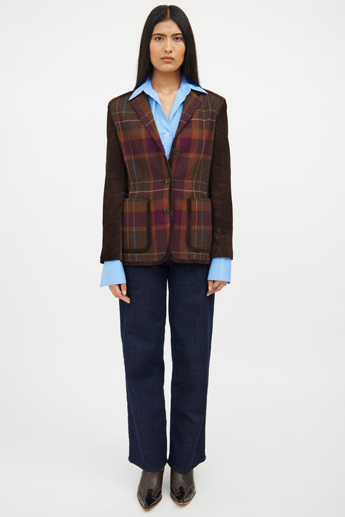 Etro Brown Multi Colour Wool Blend Blazer