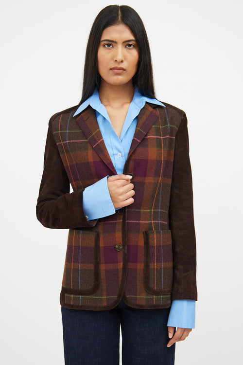 Etro Brown Multi Colour Wool Blend Blazer