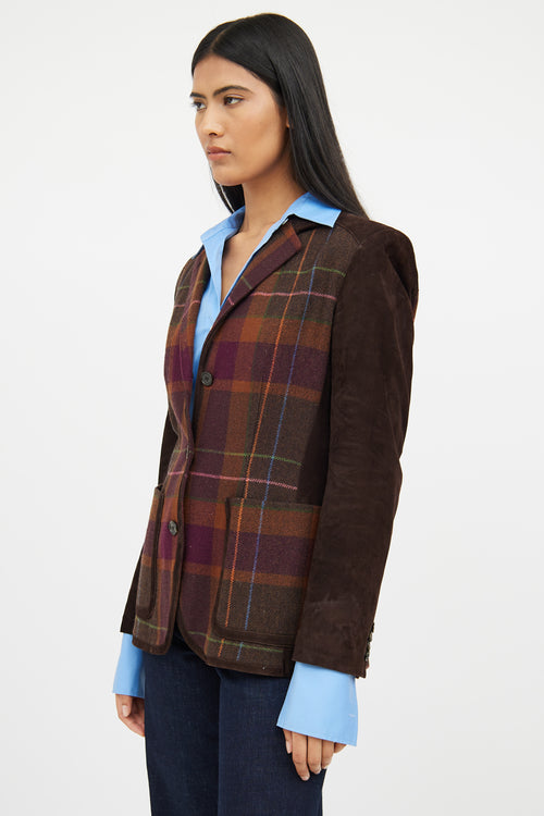 Etro Brown Multi Colour Wool Blend Blazer