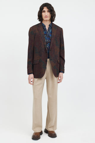 Etro Burgundy 
Brown Damask Blazer