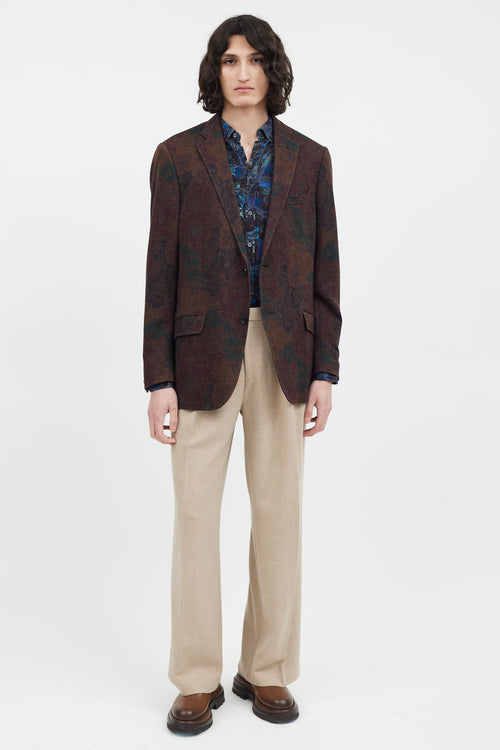 Etro Burgundy 
Brown Damask Blazer