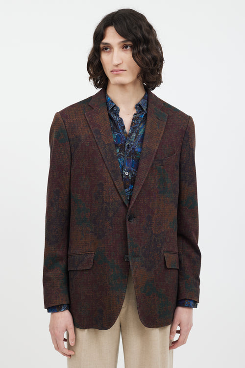 Etro Burgundy 
Brown Damask Blazer