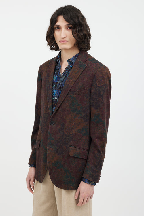 Etro Burgundy 
Brown Damask Blazer