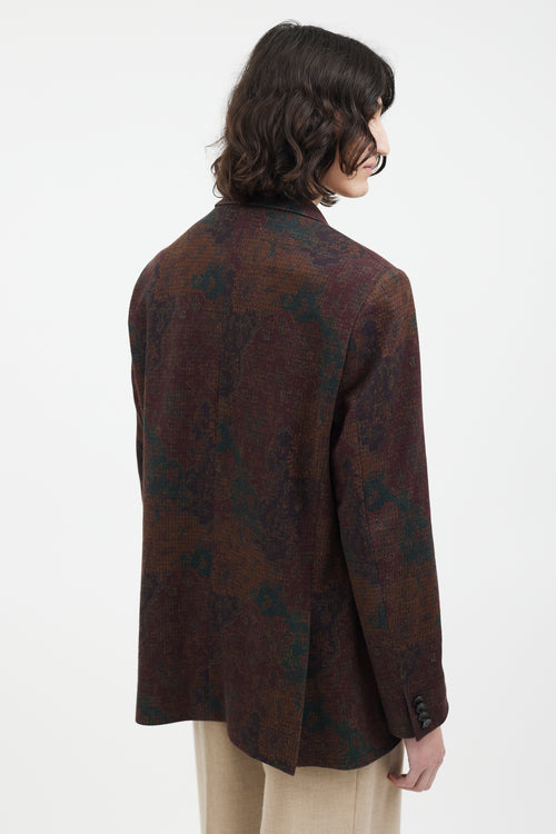 Etro Burgundy 
Brown Damask Blazer