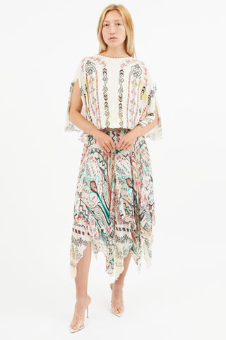 Etro Spring 2015 Cream 
Multi Silk Print Dress