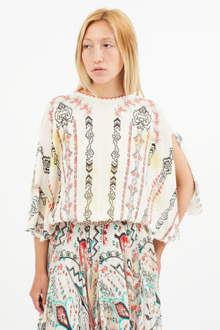 Etro Spring 2015 Cream 
Multi Silk Print Dress