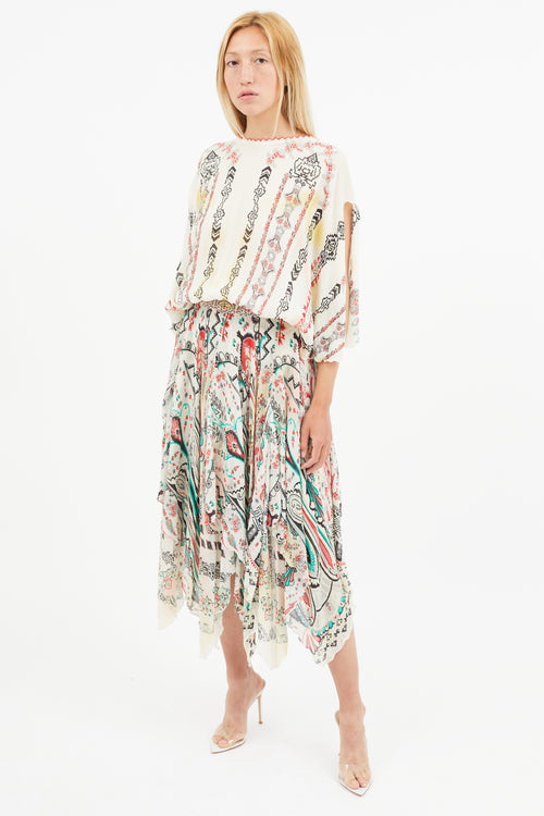 Etro Spring 2015 Cream 
Multi Silk Print Dress