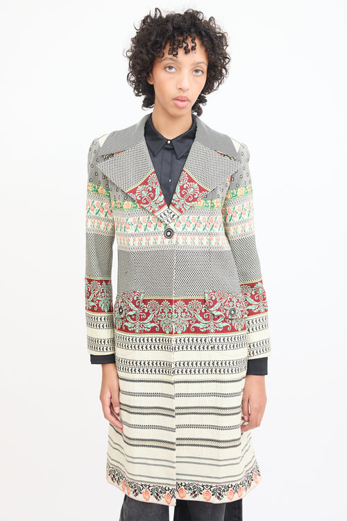 Etro Cream 
Multicolour Floral Coat