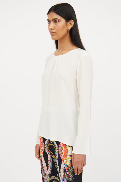 Etro Cream Silk Asymmetric Drape Top