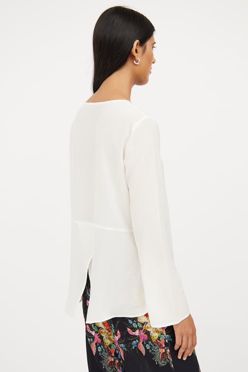 Etro Cream Silk Asymmetric Drape Top