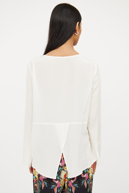 Etro Cream Silk Asymmetric Drape Top