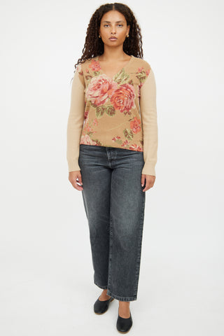 Etro Brown Multicolour Floral Sweater