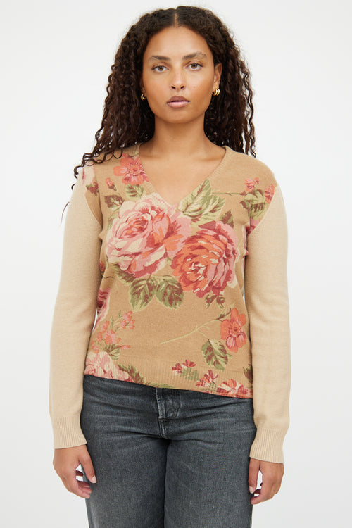 Etro Brown Multicolour Floral Sweater