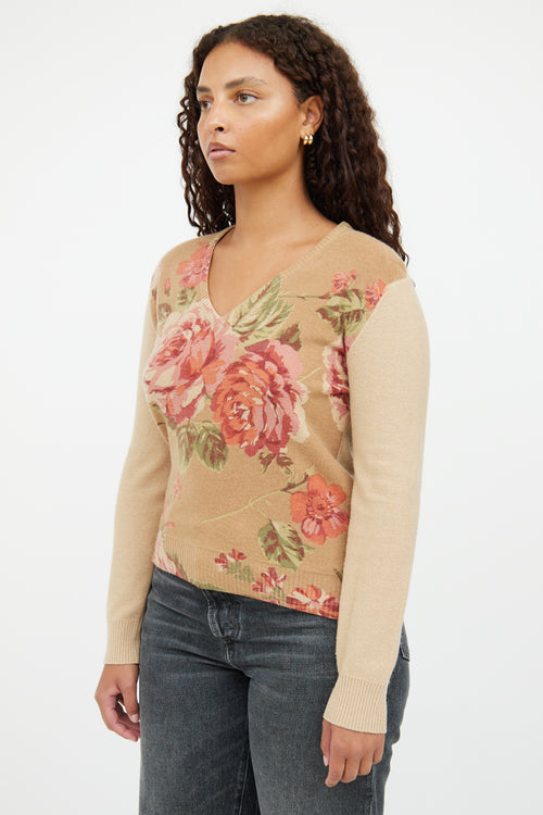 Etro Brown Multicolour Floral Sweater