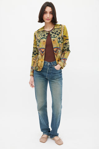 Etro Green 
Multicolour Wool Printed Jacket