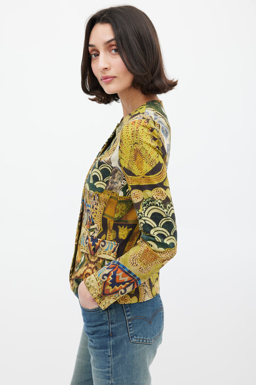 Etro Green 
Multicolour Wool Printed Jacket