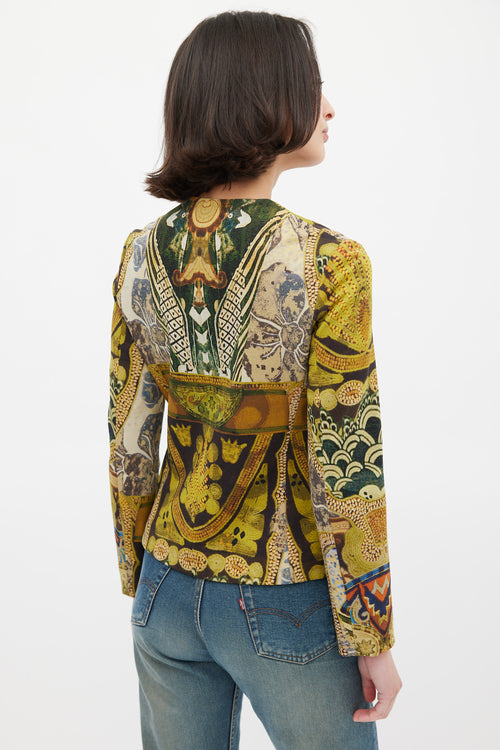 Etro Green 
Multicolour Wool Printed Jacket