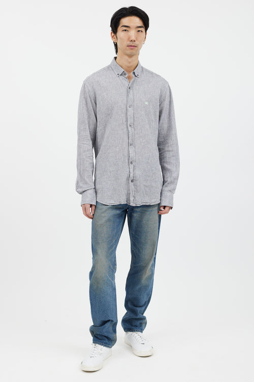 Etro Grey Chambray Long Sleeve Shirt