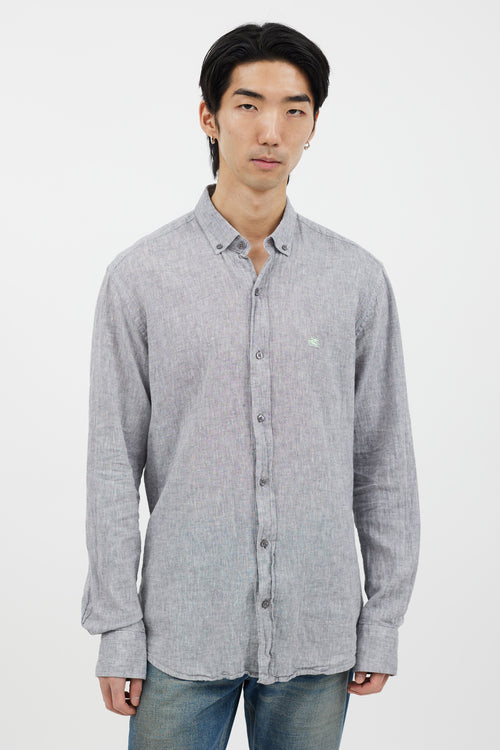 Etro Grey Chambray Long Sleeve Shirt