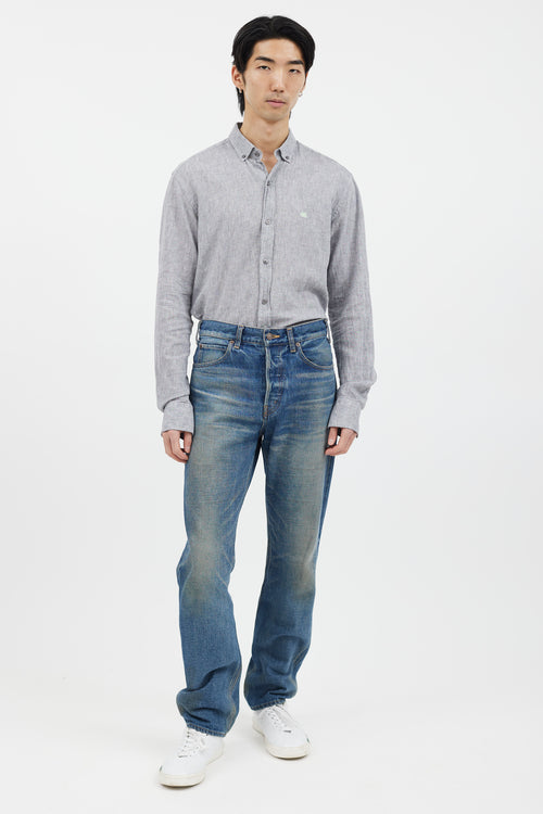 Etro Grey Chambray Long Sleeve Shirt